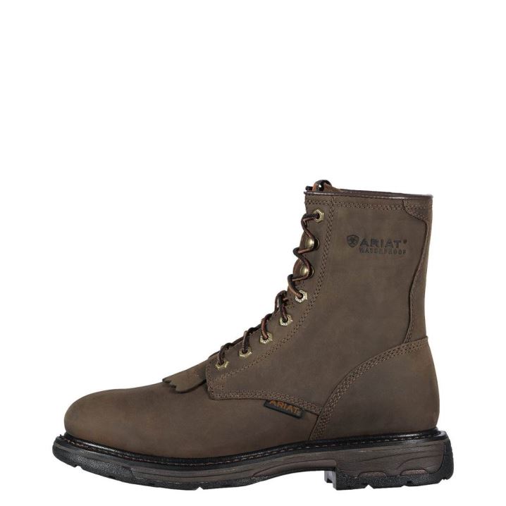 Ariat WorkHog 8" Wasserdichte Arbeits Boot Braun | StO0kvIG