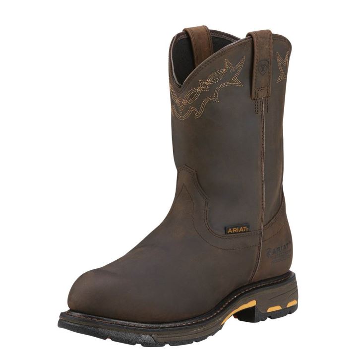 Ariat WorkHog Wasserdichte Composite Kappe Arbeits Boot Braun | KH4CPvV2