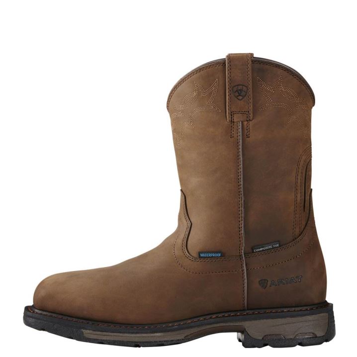 Ariat WorkHog Wellington Wasserdichte Composite Kappe Arbeits Boot Braun | xQIxhwwQ