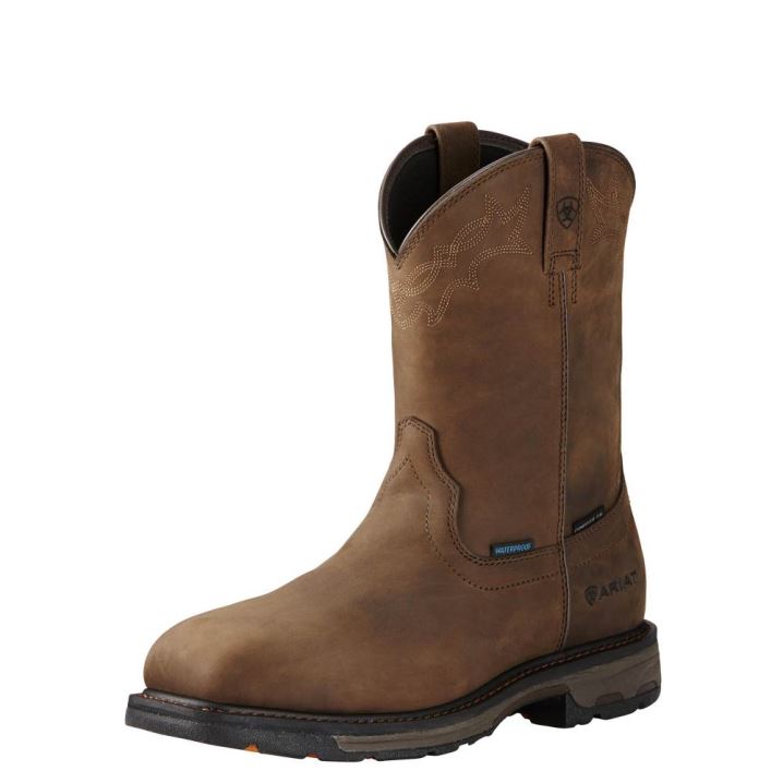 Ariat WorkHog Wellington Wasserdichte Composite Kappe Arbeits Boot Braun | xQIxhwwQ