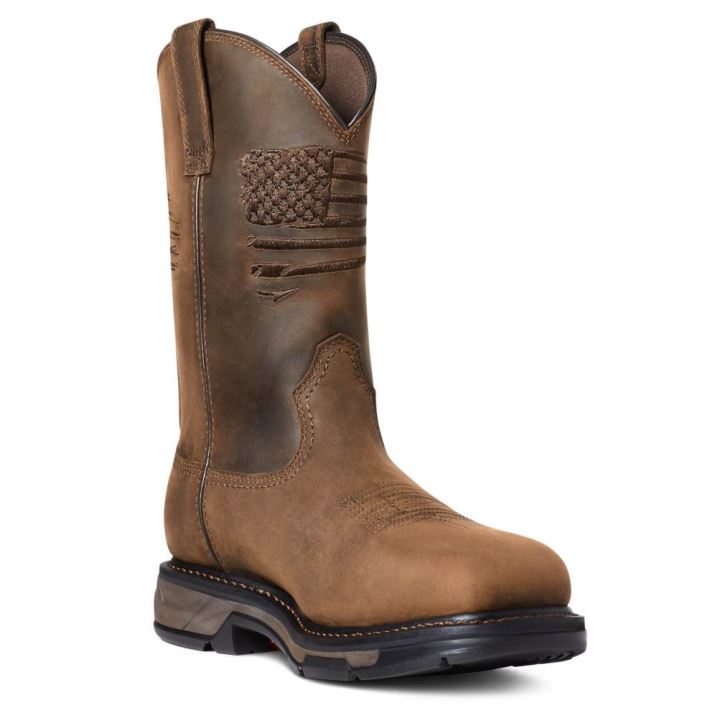 Ariat WorkHog XT Patriot Wasserdichte Carbon Kappe Arbeits Boot Braun | NhfD4fLi