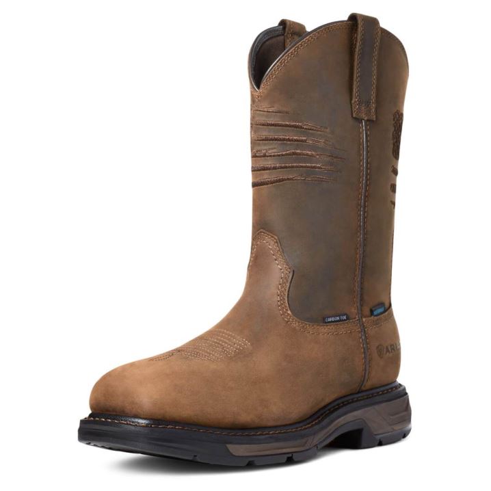 Ariat WorkHog XT Patriot Wasserdichte Carbon Kappe Arbeits Boot Braun | NhfD4fLi