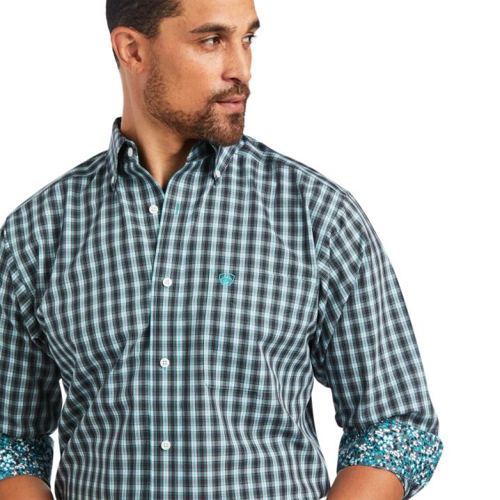 Ariat Wrinkle Free Houston Fitted Shirt Bachelor Button | urkFljEu