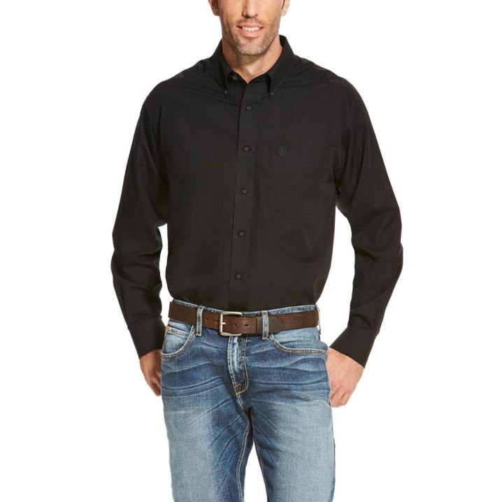 Ariat Wrinkle Free Solid Shirt Schwarz | XVUTpa4s