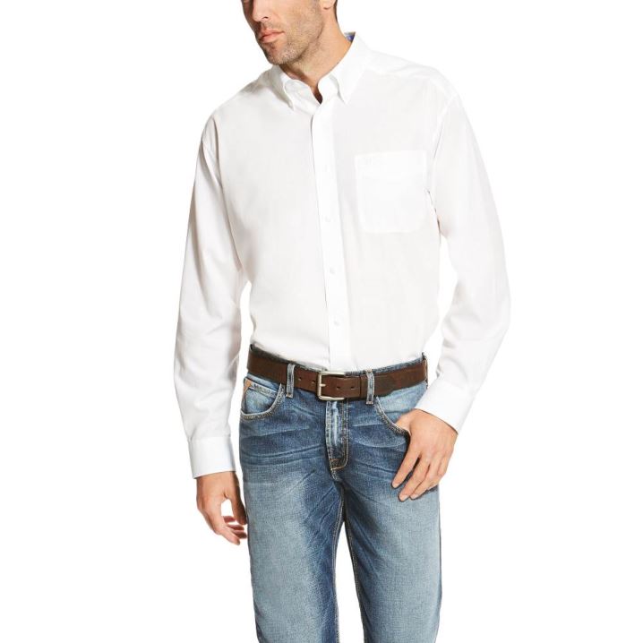 Ariat Wrinkle Free Solid Shirt Weiß | MQ7K7h2J